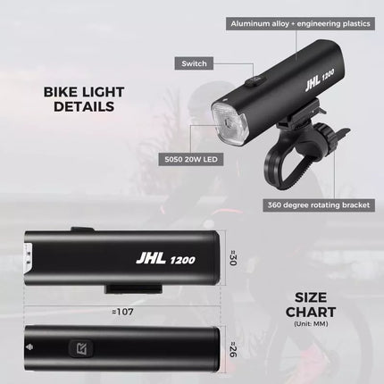 Rockbros front bike light 1200LM black