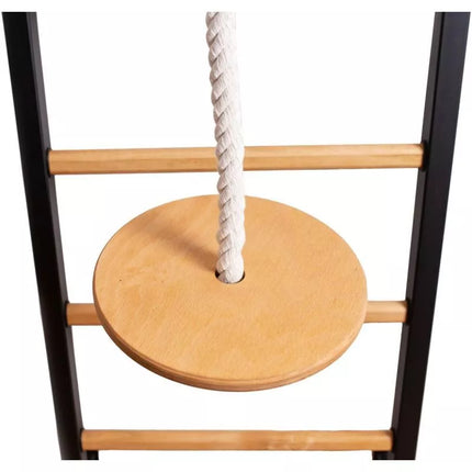 GYMNASTIC WOODEN AND METAL WALL BAR WITH METAL BAR AND ACCESSORIES FOR CHILDREN BENCHK 721B A076