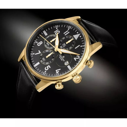 Vyriškas laikrodis Giewont Chronograph Safyrinis Juodas ir auksas GW5630-A4
