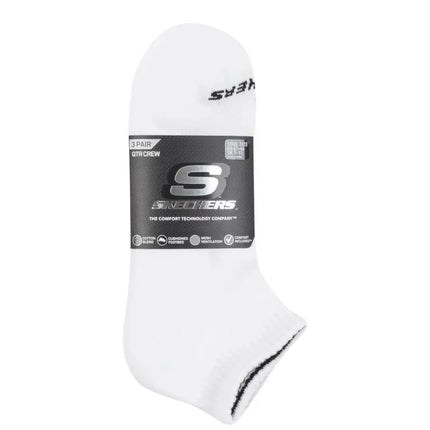 Skechers 3 porų unisex kilpinės medžiagos trumpaaulės kojinės S111035-107 baltos 43-46