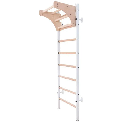 GYMNASTIC WOODEN AND METAL WALL BAR WITH 4 HANDLES WITH A WOODEN BAR BENCHK 211W