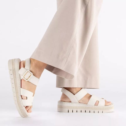 Women's beige wedge sandals Rieker V4952-60