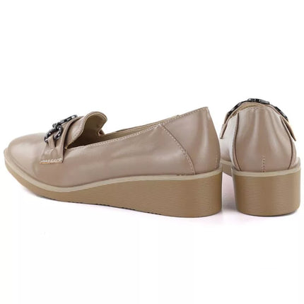 Women's beige wedge shoes with decoration M.Daszyński MR2265