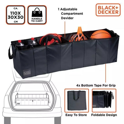 ORGANIZER STORAGE BOX 4 COMPARTMENTS FOLDABLE 110X30X30cm BLACK + DECKER