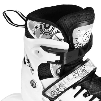 NH10905 4in1 LED WHITE ROLLER SKATES WITH RAINBOW HOCKEY BLADE SIZE M (35-38) NILS EXTREME