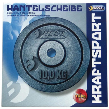 BLACK CAST IRON WEIGHT 10 KG BEST SPORTING diameter 30mm