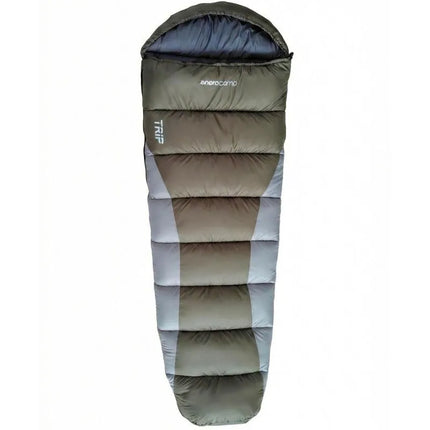ŽALIOS IR PILKOS SPALVOS TURISTINIS MIEGMAIŠIS SU KOMPRESIJOS KREPŠIU 210X80X50CM ENERO CAMP