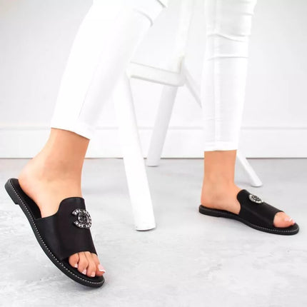 Patogios šlepetės su cirkoniais S.Barski W OLI258A juodos