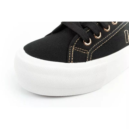 Lee Cooper moteriški platforminiai kedai, juodi su aukso detalėmis