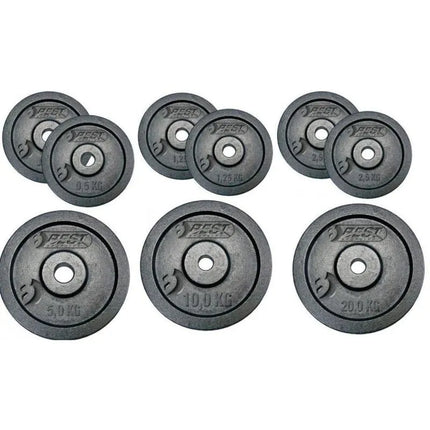 BLACK CAST IRON WEIGHT 2x1.25 KG BEST SPORTING diameter 30mm