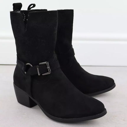 Women's suede cowboy boots black M.Daszyński MR1921-47