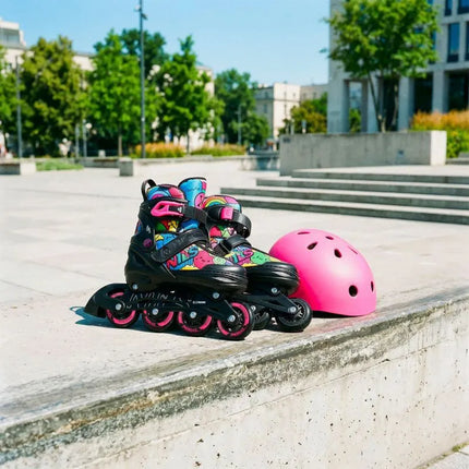 NH10907 4in1 ROLLER SKATES WITH EXTENDED HOCKEY BLADES TINTS PINK SIZE S(31-34) NILS EXTREME