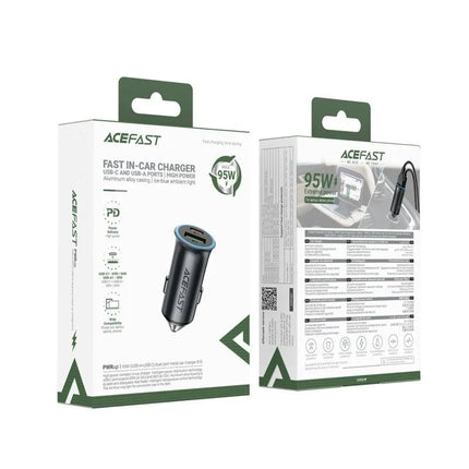 Automobilinis įkroviklis Acefast B16 95W USB-A + USB-C – pilkas