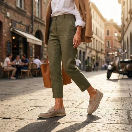 Women's suede moccasins in beige Vinceza 62273