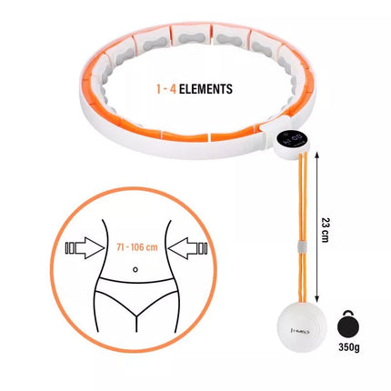 HHM21 HULA HOP WHITE/ORANGE WITH MAGNETS, TPE PROTECTION AND WEIGHT + HMS COUNTER