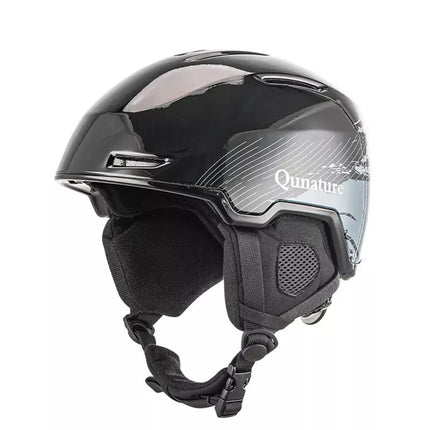 Qunature 10130003004 Slidinėjimo šalmas su ausinėmis snieglenčių sportui 54–58 cm - Juodas