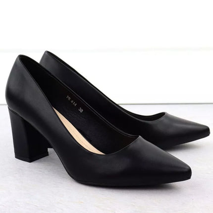Sergio Leone PB414 women's black pumps with a block heel