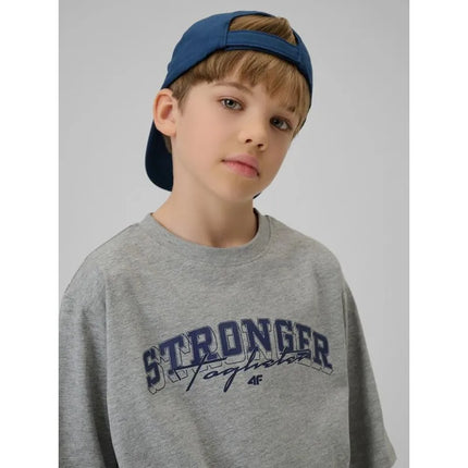 Boy's loose T-shirt with print 4F 4FJRSS26TTSHM3465-27M
