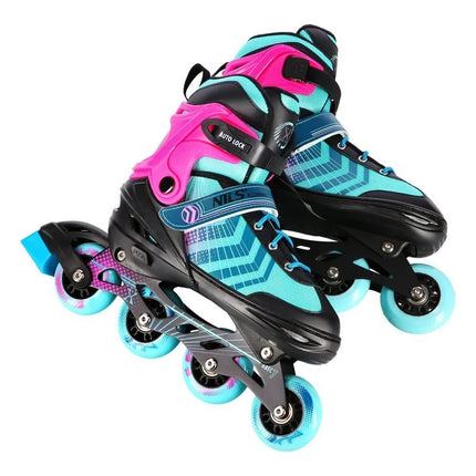 NH18192A 4in1 BLACK-PURPLE SIZE M(34-38) ROLLER SKATES WITH HOCKEY SLEEVE NILS EXTREME