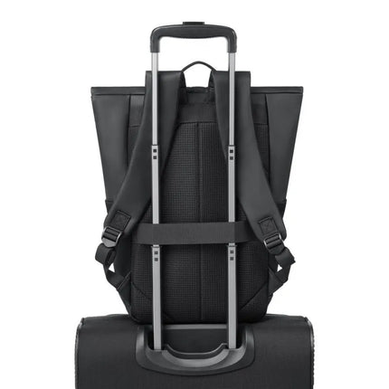 Rivacase Eden Backpack Roll-Up Backpack Black Polyester, Waxed Leather (Pull Up)