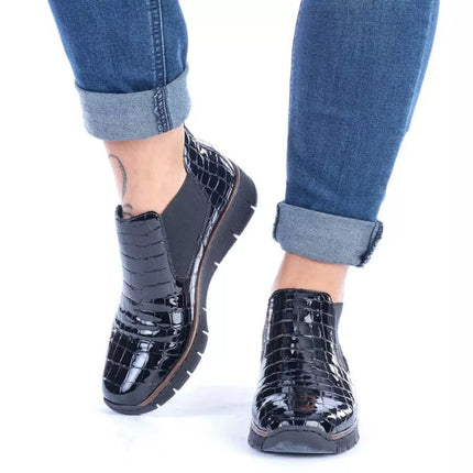 Rieker W R474 gyvatės odos aulinukai juodi