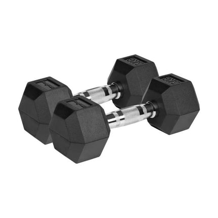 Rubber-coated cast iron dumbbells HEX 2x6 kg REBEL ACTIVE