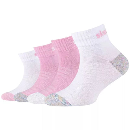 Skechers 4 poros mergaičių kvėpuojančio tinklelio trijų ketvirčių kojinės SK42042-1001 Rožinės 27-30