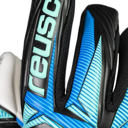 Reusch Attrakt RE:Grip NC Junior goalkeeper gloves black and blue 5672535 7272