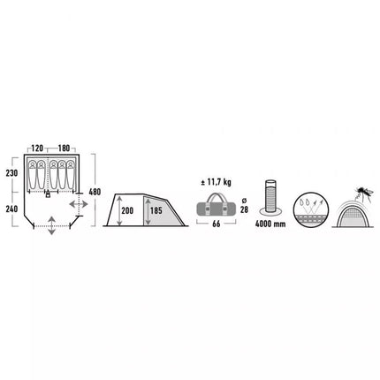 High Peak Paros 5 Teltas Tamsiai Pilka 11566