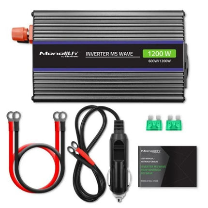 QOLTEC VOLTAGE CONVERTER MONOLITH 1200 MS WAVE | 12V TO 230V | 600/1200W | USB
