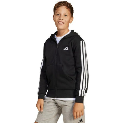 adidas Essentials Full-Zip Kids' Sweatshirt Black and White JD6494