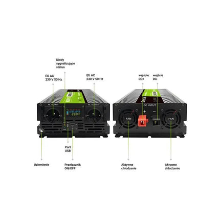 GREEN CELL LCD keitiklis 24V/230V 3000W/6000W gryno sinusoidės bangos INVGC24P3000LCD