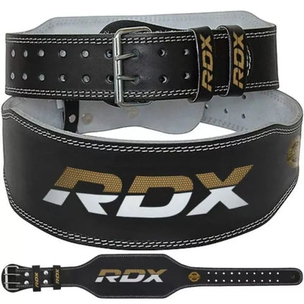 4" GOLD LEATHER BODYBUILDING BELT FOR EXERCISES - RDX S