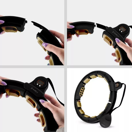 HHM13 NEW HULA HOP BLACK/GOLD WITH MAGNETS AND WEIGHT + HMS COUNTER