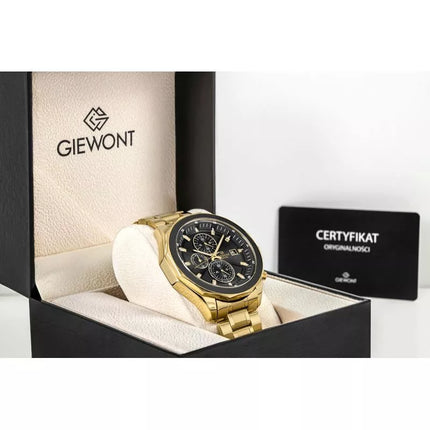 Men's Watch Giewont Chronograph Sapphire Gold Black GW7290-B4