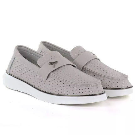 Vinceza 93221 women's gray leather moccasins