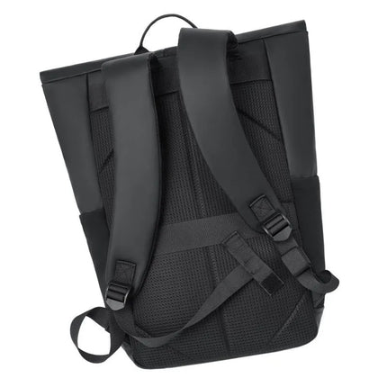 Rivacase Eden Backpack Roll-Up Backpack Black Polyester, Waxed Leather (Pull Up)