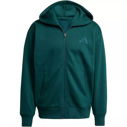 Men's adidas ALL SZN Fleece Full-Zip Sweatshirt Green JX5101