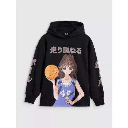 Girls' sweatshirt with hood, open, 4F 4FJRAW25TSWSF2293-20S