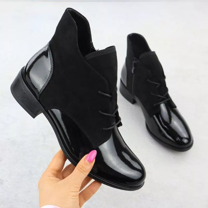 Women's insulated patent leather ankle boots, black, Jezzi ASA198-15