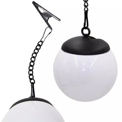 SOLAR LAMP PLASTIC BALL HANGING WITH CLIP 10X30CM SET OF 2 PCS