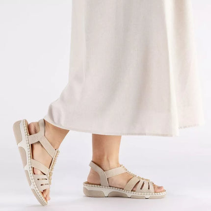 Women's beige wedge sandals Rieker 66201-62