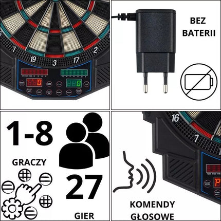 ELECTRONIC DART WITH POWER SUPPLY AND 4 COUNTERS 49CM ENERO PRO