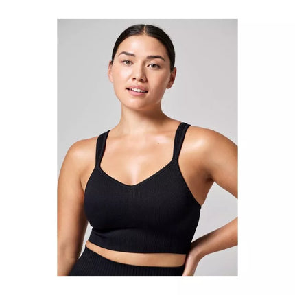 CASALL Seamless Rib Padded Sports Bra Black