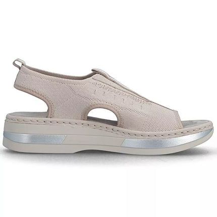 Women's pink slip-on platform sandals Rieker V59B5-31
