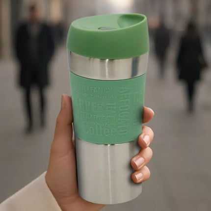 EXCELLENT HOUSEWARE TERMO KELIONINIS PUODELIS 350 ML ŽALIAS