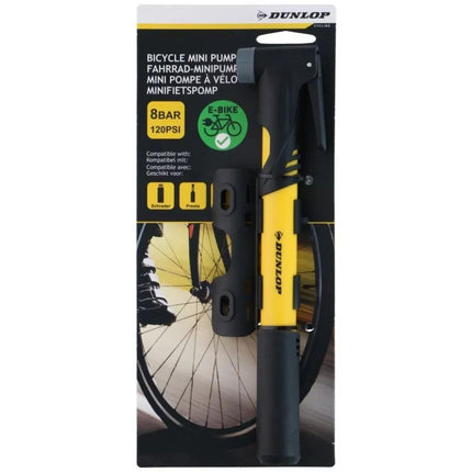DUNLOP MINI BIKE PUMP 120psi (8bar) YELLOW