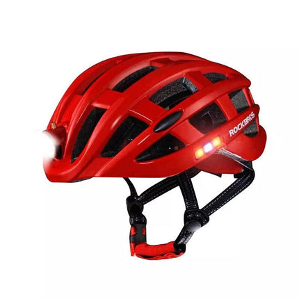 Rockbros MTB dviračio šalmas su šviesele, raudonas, 57-62cm