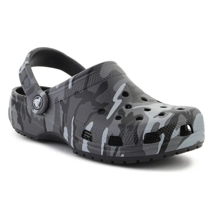 Vaikiški „Crocs Classic Camouflage Clog K“ klumpės, juoda/pilka spalva, 211879-0DD