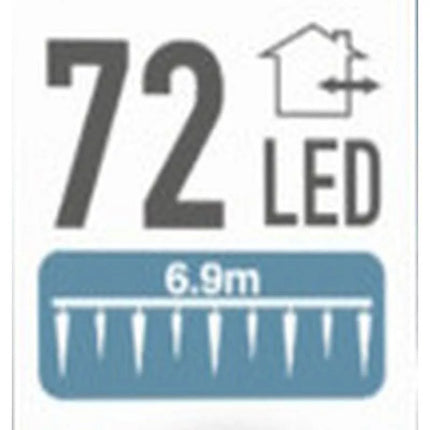 Lauko LED šviesos užuolaida 72 vnt. šaltai balta su laikmačiu